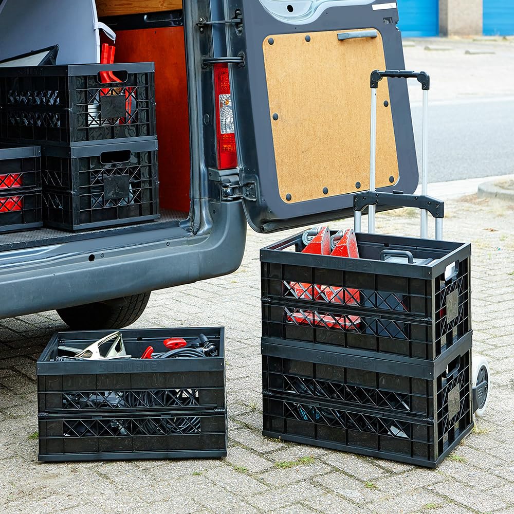 Sunware Square Cassetta Pieghevole in Plastica Heavy‑Duty 45L – 53x35.4x28.4cm – Cassetta Plastica Pieghevole – Folding Crate