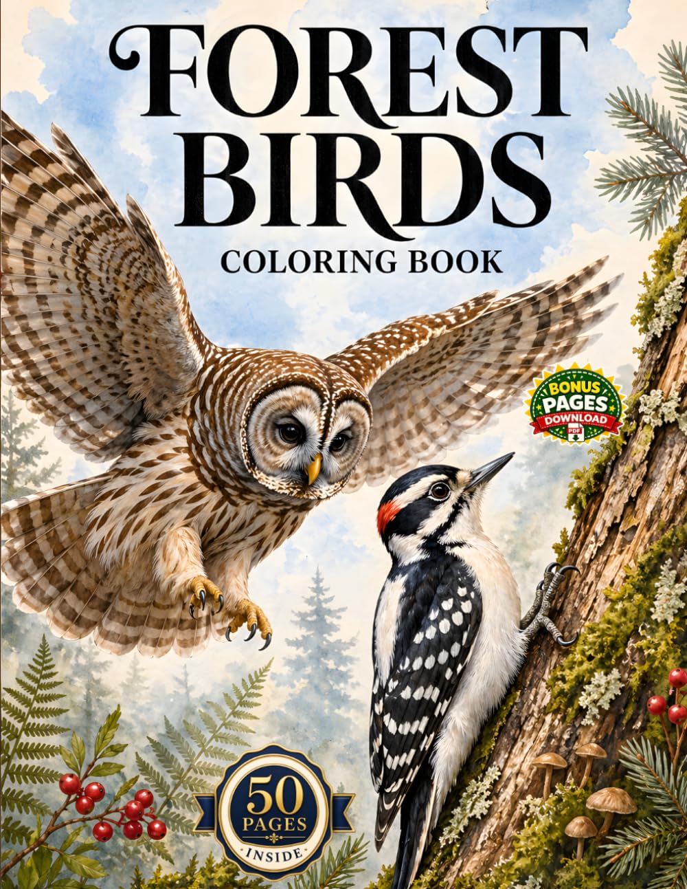 Forest Birds Coloring Book: Beautiful Woodland Designs for Relaxation and Creativity (Wings of Nature Coloring)