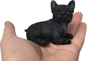 2.95" Realistic French Bulldog Statue, Small Bulldog Figurine, Living Room Decoration Bulldog Sculpture Memorial Gift, Collectible Home Decor Black, L 2.95" x W 1.77" x H 2.36"