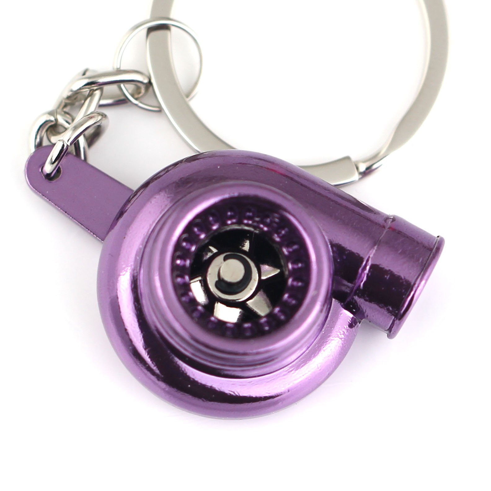 maycom® Creative Spinning New Turbo Turbocharger Keychain Key Chain Ring Keyring Keyfob (Anodized Purple)