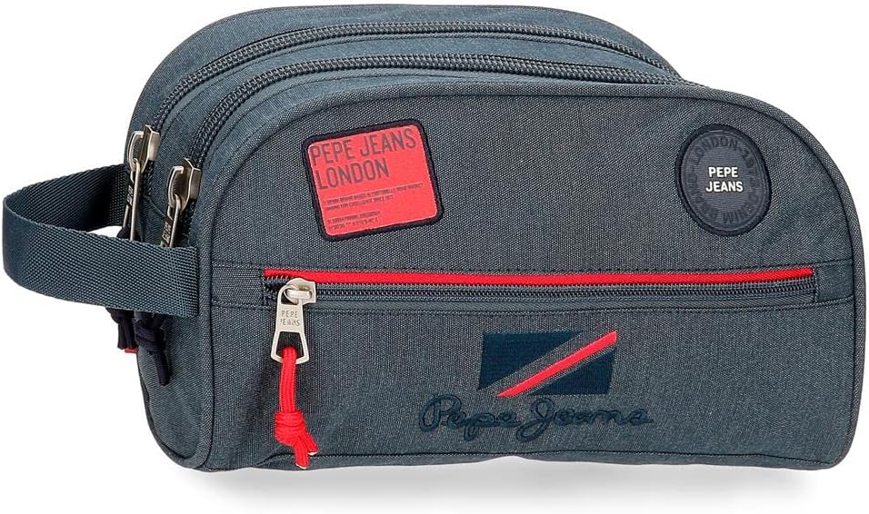 Pepe Jeans Boy's Adaptable Two Compartment Toiletry Bag, Blue, One Size