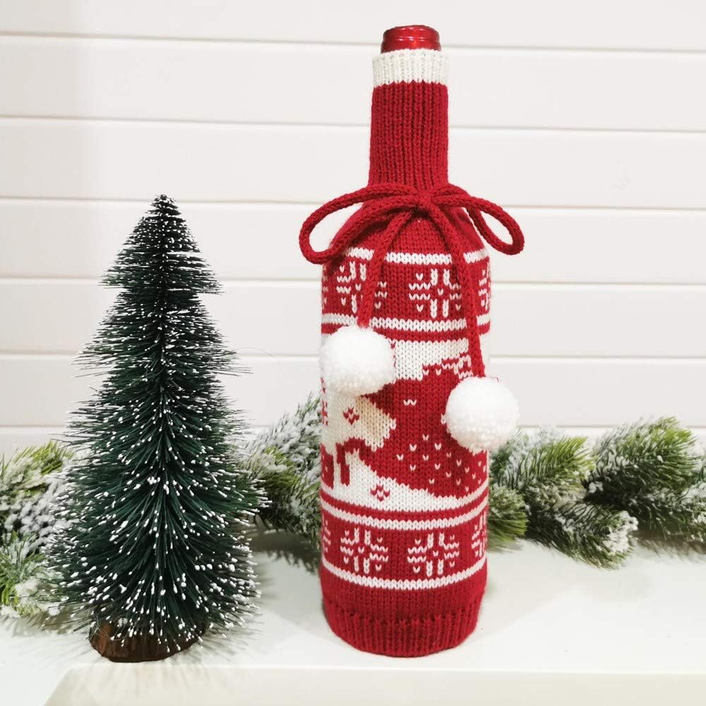 HYUWANGYU Lovely Wine Bottle Sweater Set Christmas Ornaments Wine Bottle Sweater with Drawstring Reusable Used for Christmas Wedding Birthday