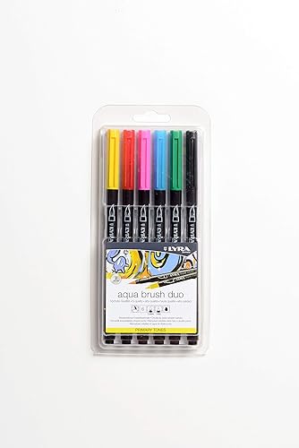 Miniatura 9 de Lyra Aqua Brush Duo - Juego de 6 rotuladores a base de agua para artistas de todas las edades, marcadores de doble punta para detalles finos y