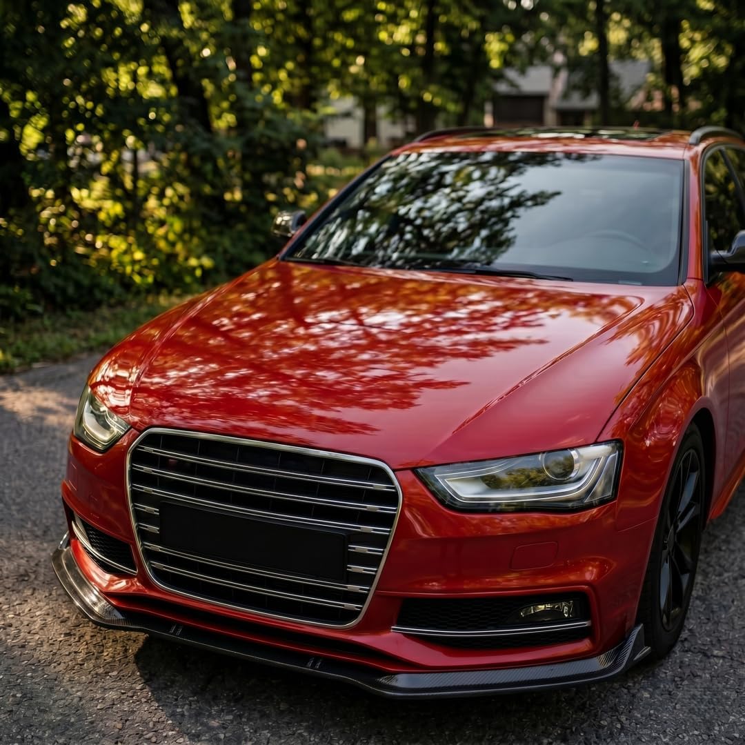 Front Bumper Lip Splitter for Audi S4 B8.5 A4-S-line 2013-2016 + A4 B8 B8.5 2008-2016 3pcs Air Dam Chin Body Kit Underbody Lip Exterior Accessories(Carbon Fiber Look)