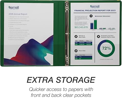 Vista 60 de Samsill (MP128587) - Carpeta de 3 anillos redondos de 3 pulgadas, fabricada en los EE. UU., con cubierta transparente personalizable para insertos