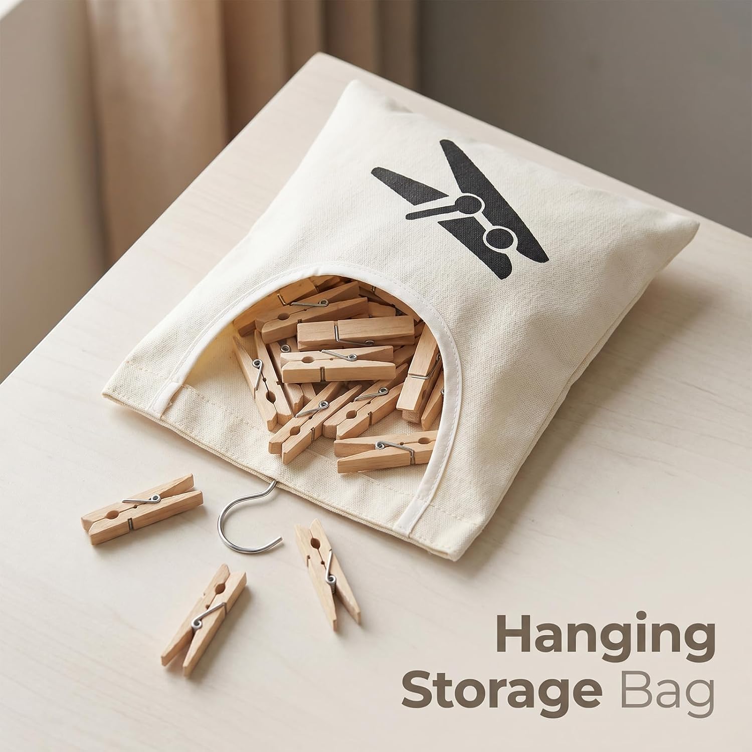 Laundry Clothespin Bag,Canvas Hang Storage Organizer Clothes Pin