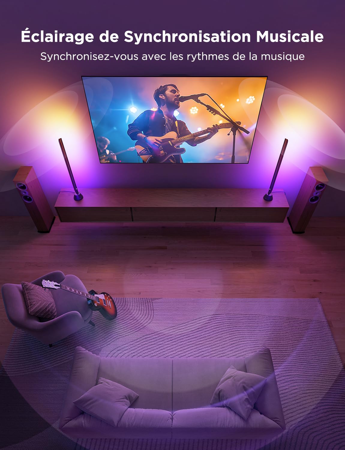 Govee Barra LED pour TV, Barre Lumineuse RGBIC de 31 Pouces, Plus d’Options de Positionnement, Rétroéclairage TV pour Écrans de 70 à 85 Pouces