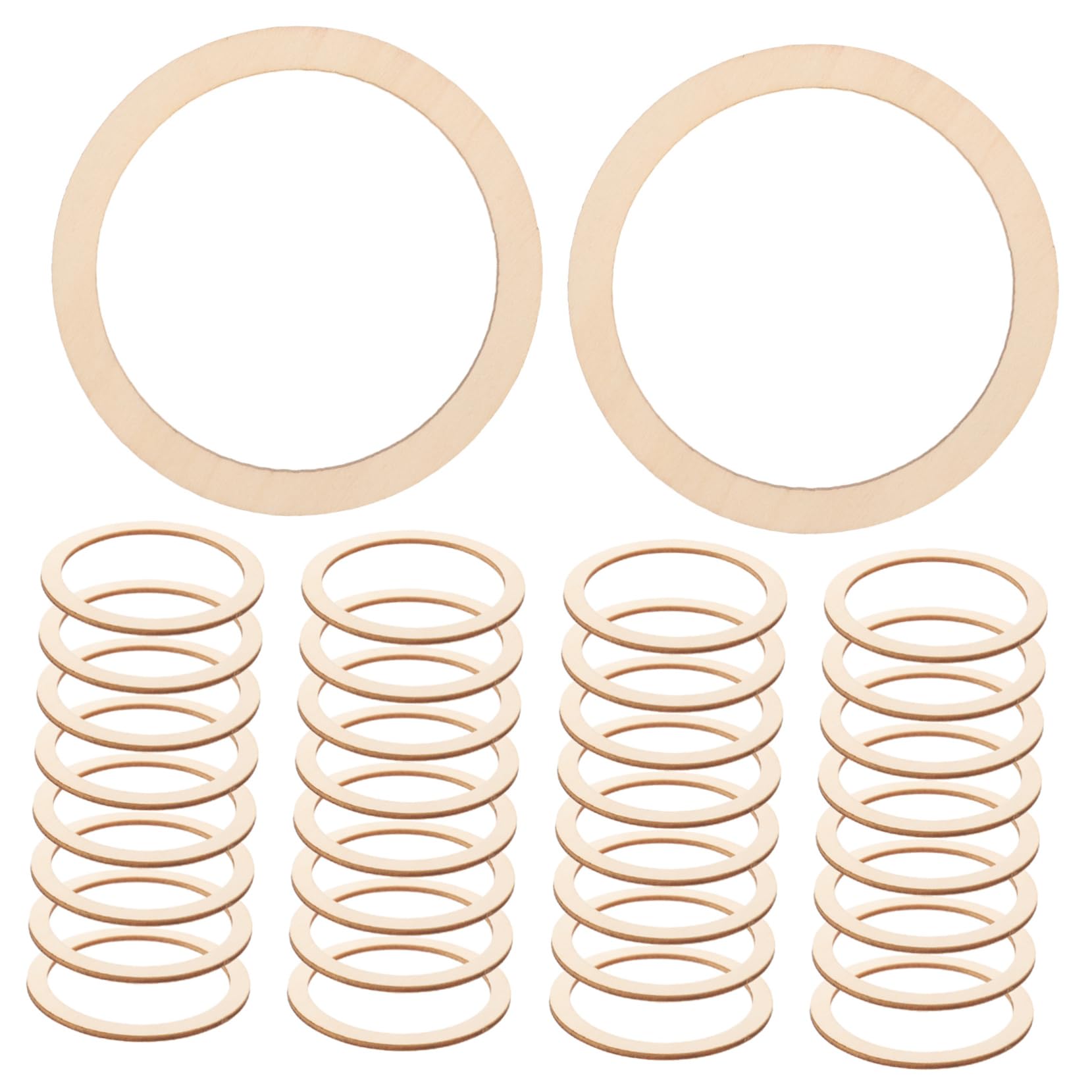 Lurrose 50Pcs Wooden Rounds for Crafts 2.95In Hollowed Round Wood Chips DIY Craft Decor Scrapbooking Embellishments for Christmas Tree Wall Hanging and Handmade Projects