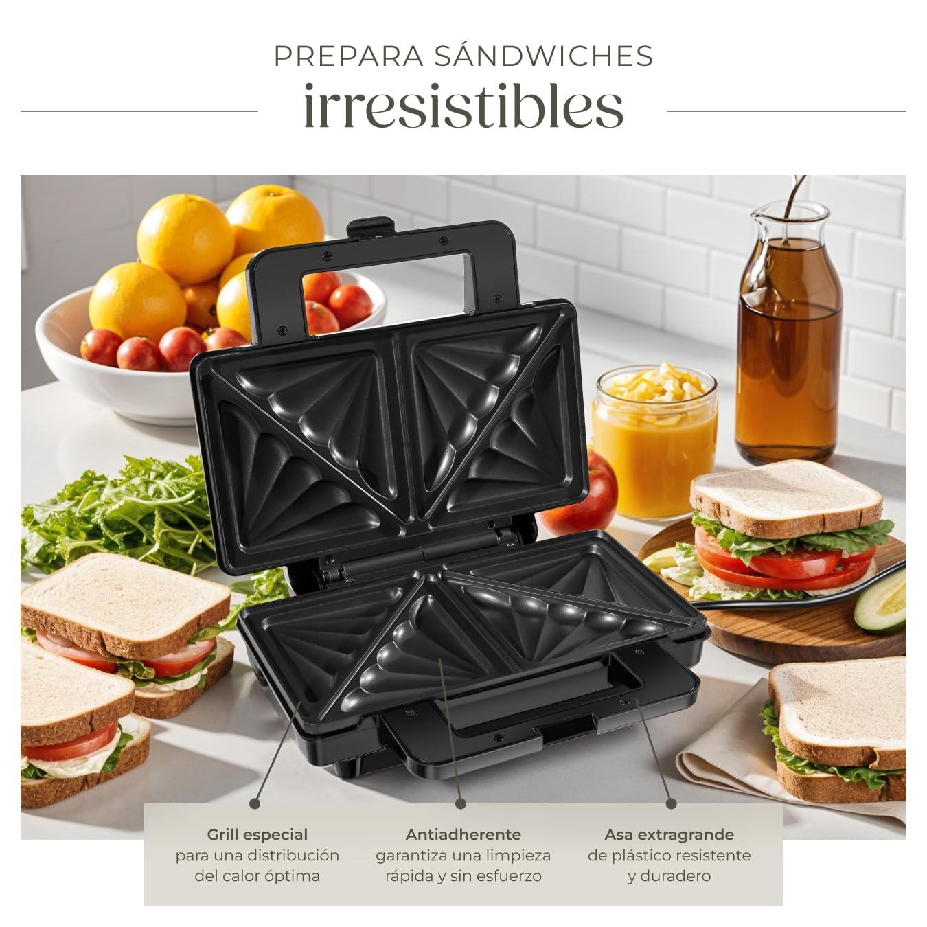tectake® Sandwichera Eléctrica Antiadherente, Resistente al Calor, Parrilla Eléctrica, Grill Sandwichera, de Aluminio, Tostadora de Sándwiches, Control Automático, Capacidad 2 Unidades