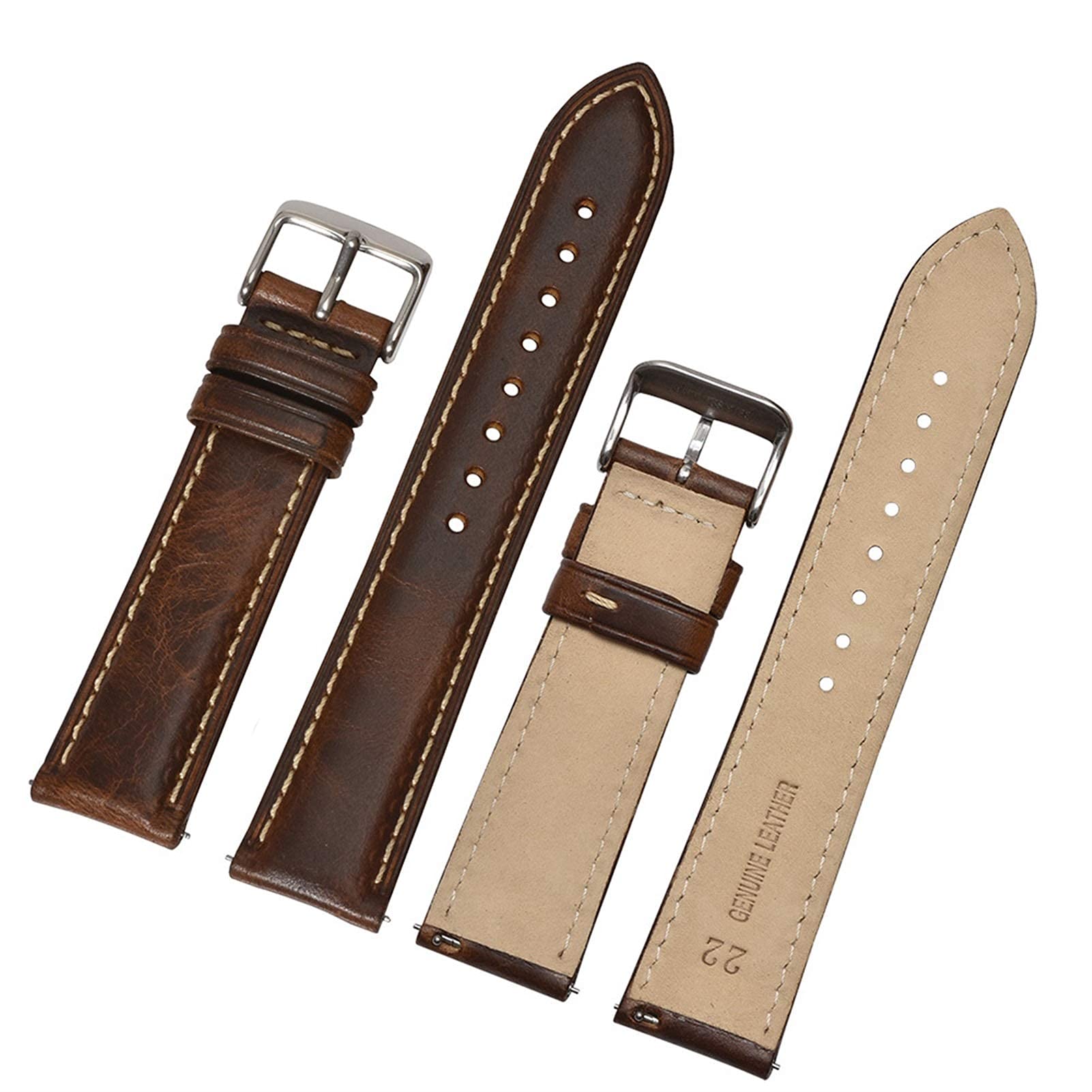 Cinturino per orologio, cinturino in pelle da 22 mm 20 mm 18 mm da uomo e da donna con cinturino con fibbia in acciaio inossidabile (colore cinturino: marrone chiaro 1, larghezza cinturino: 20 mm) (22
