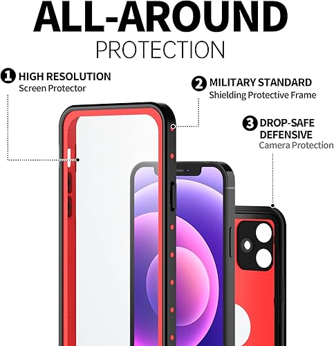 Vista 5 de BEASTEK NRE Series - Funda impermeable para Apple iPhone 12 Mini, a prueba de golpes, con protector de pantalla integrado, funda protectora