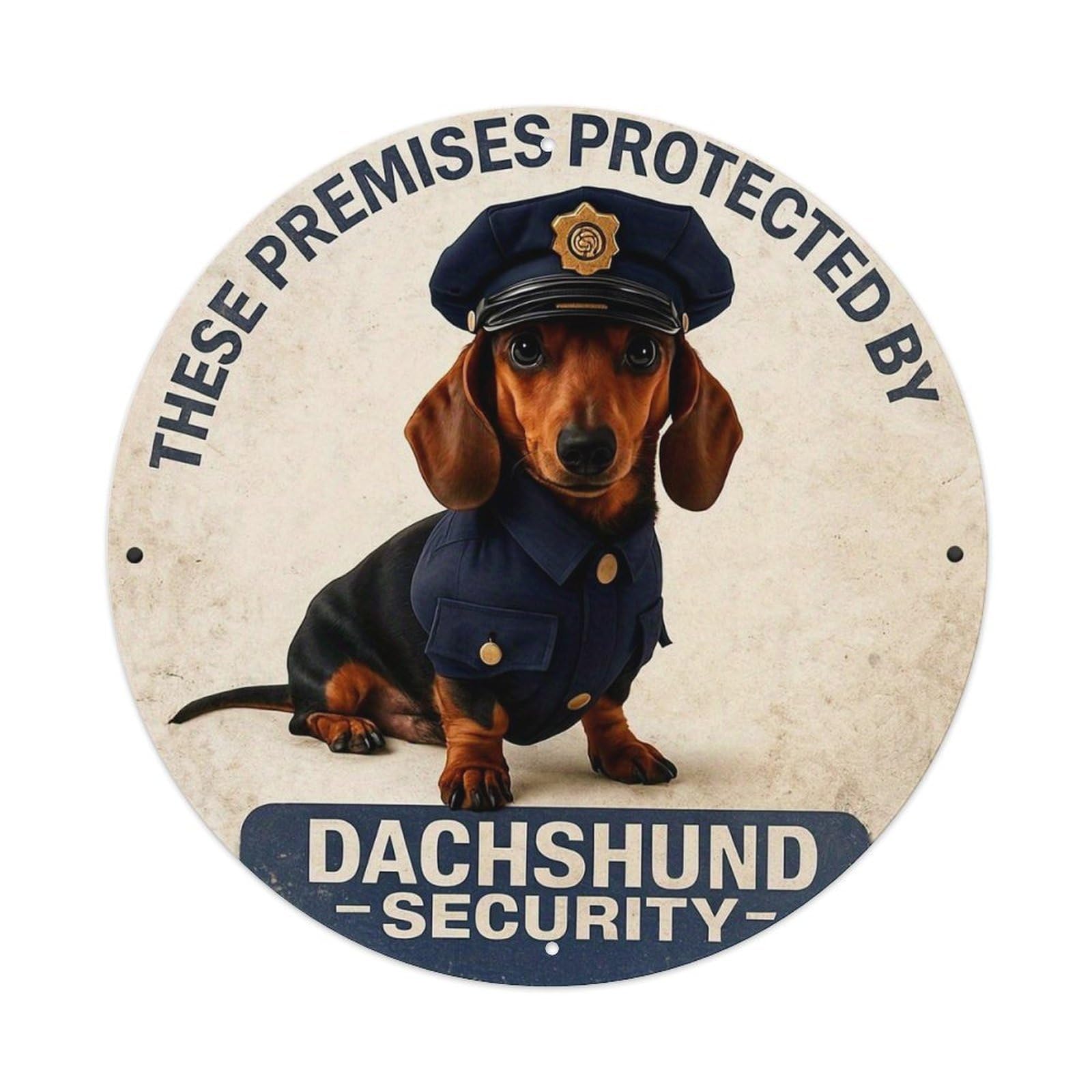 Dachshund Security Officer Sign Tin Sign Metal Poster Vintage Metal Signs for Home Man Cave Bar Cafe Kitchen laundry room Wall Decorations Gift 8x8Inch