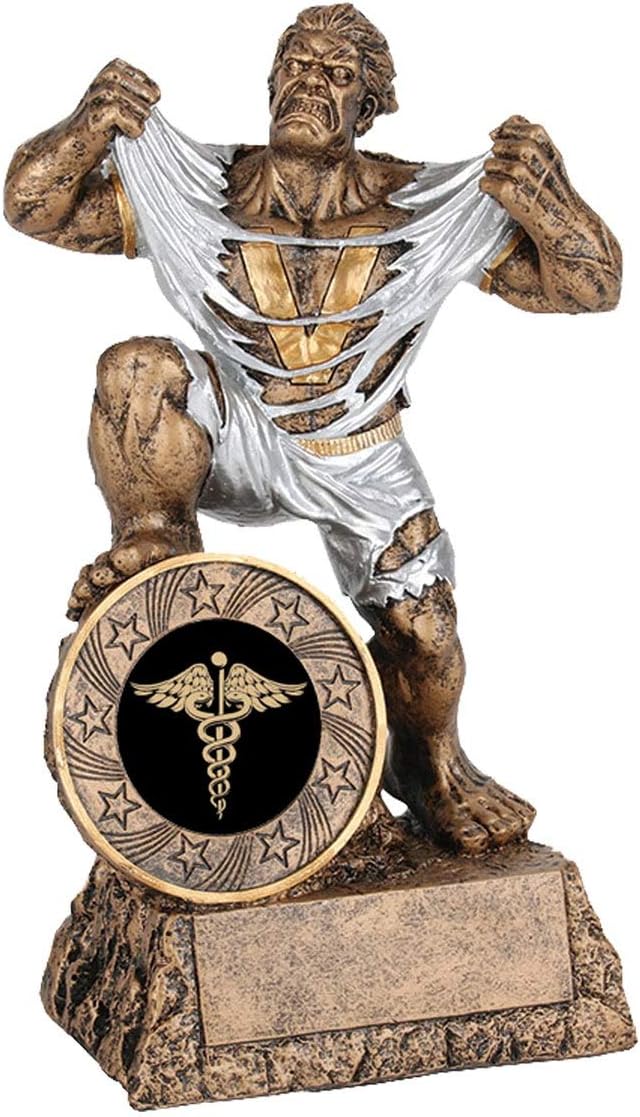 Medical Monster Hero Award Trophy with 3 Lines of Personalized Text