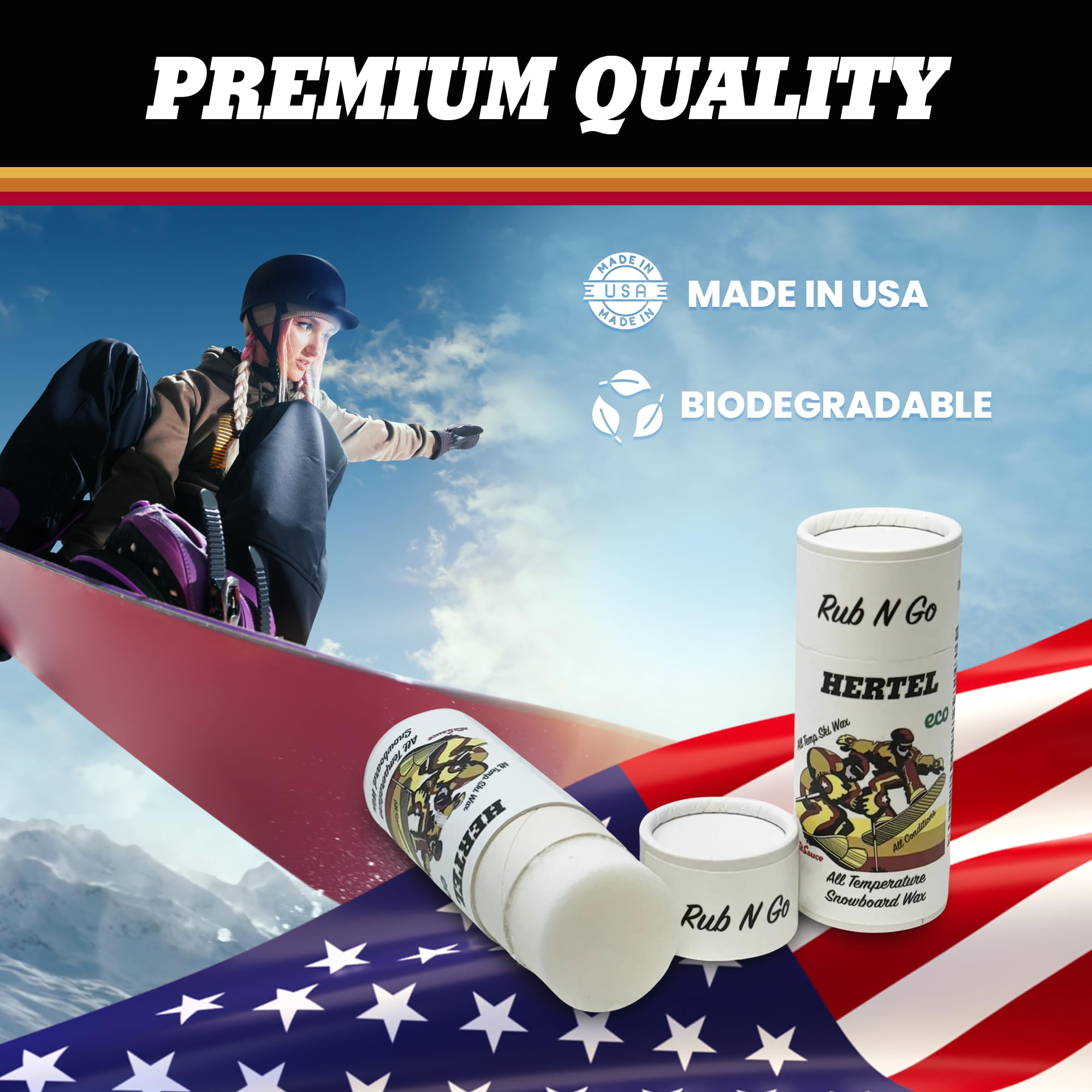 Rub N Go - Cera para esquí y snowboard para todas las temperaturas, fácil de aplicar, larga duración, para todas las condiciones climáticas (70 g)