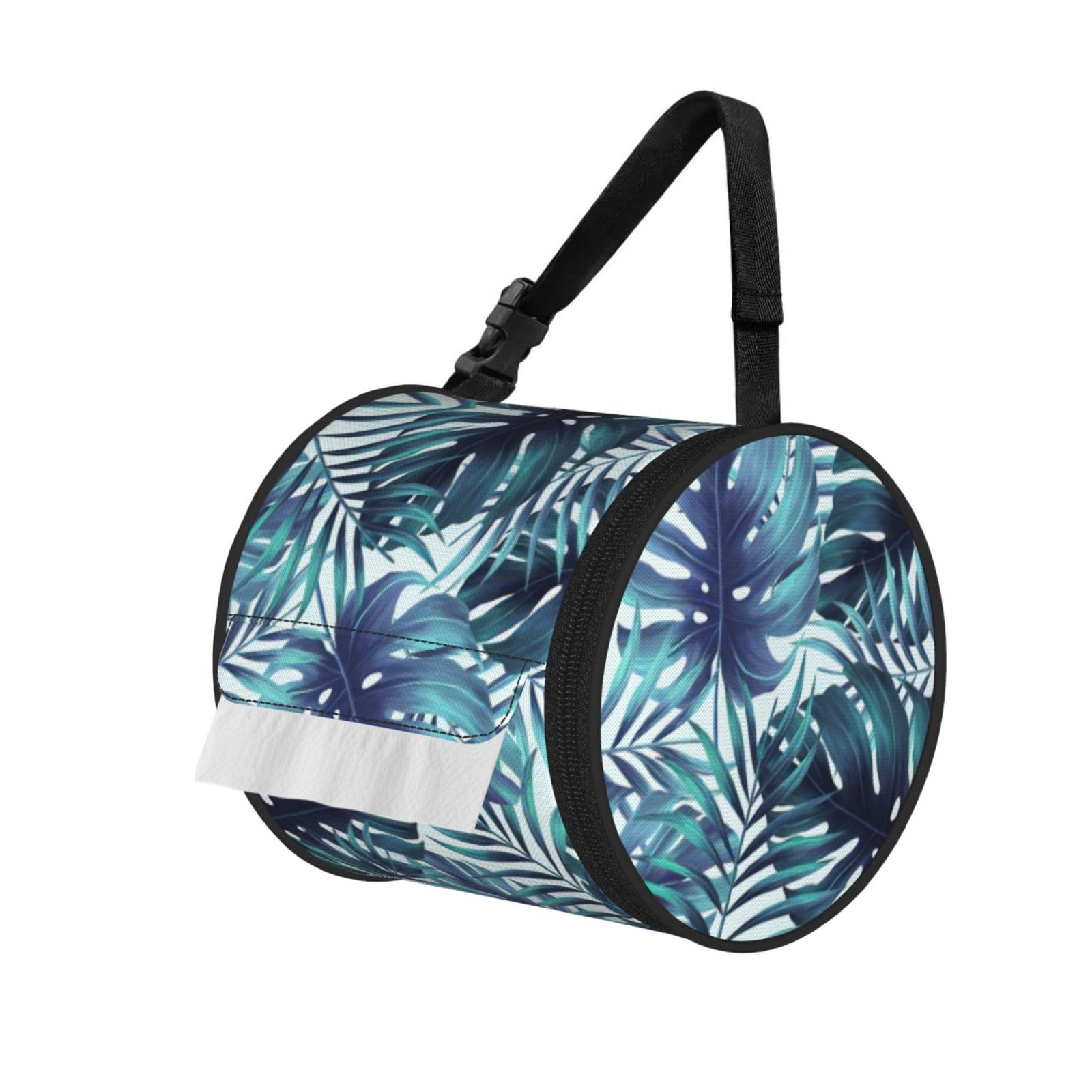 Tropical Palm Leaves Print Fashion Tissues Organizer Box, Hanging Tissue Holder For Purse Coins For Car Office Daily Outing