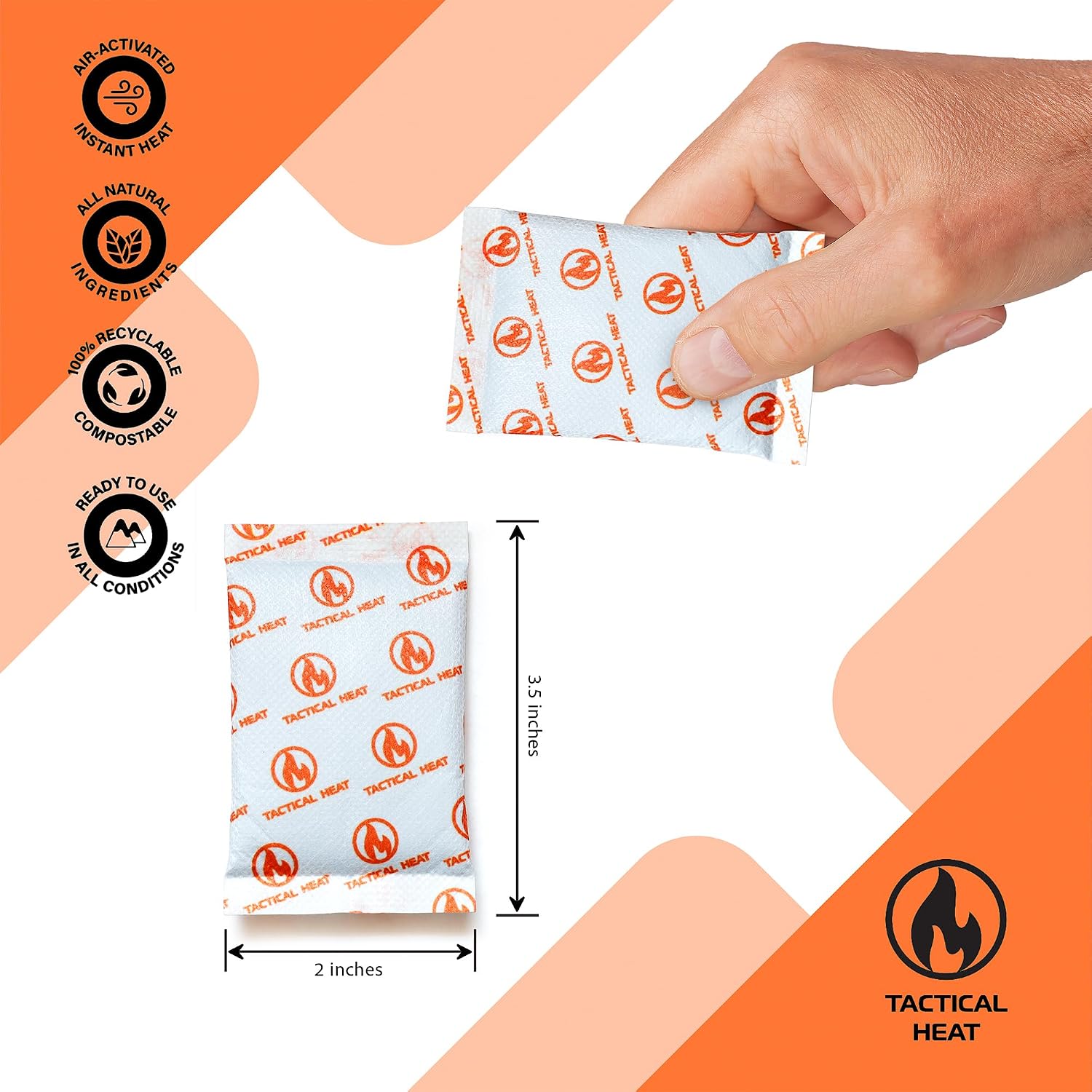 Hot Hand Warmers - All Natural, Air Activated Instant Heat - Disposable & 100% Recyclable/Compostable - Long Lasting, Easy & Safe for Skiing, Snowboarding, Camping & More - 40 Pairs