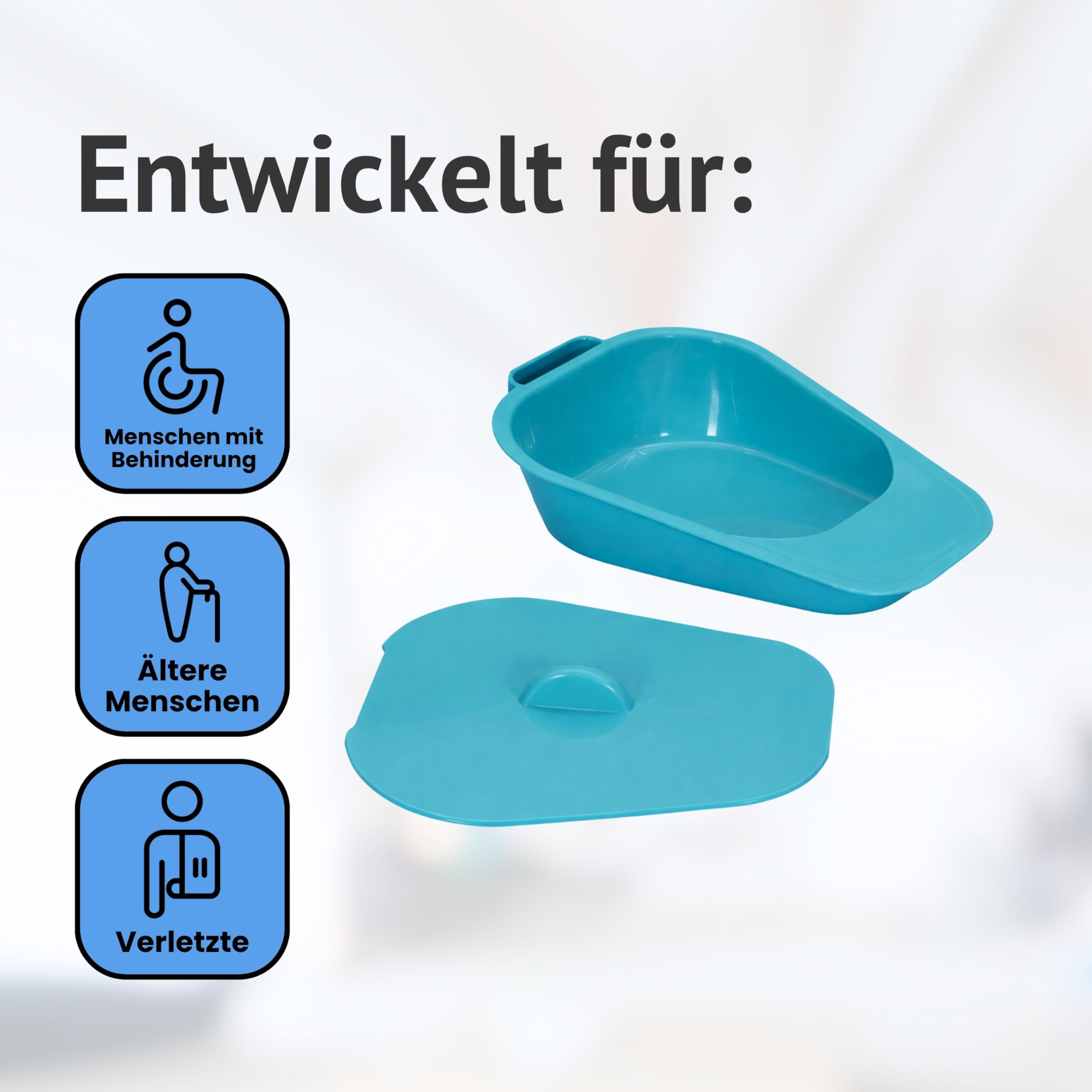 Performance Health Selina Slipper Bed Pan, Commode Pan for Elderly, Handicapped and Disabled, Lightweight Teal Colour