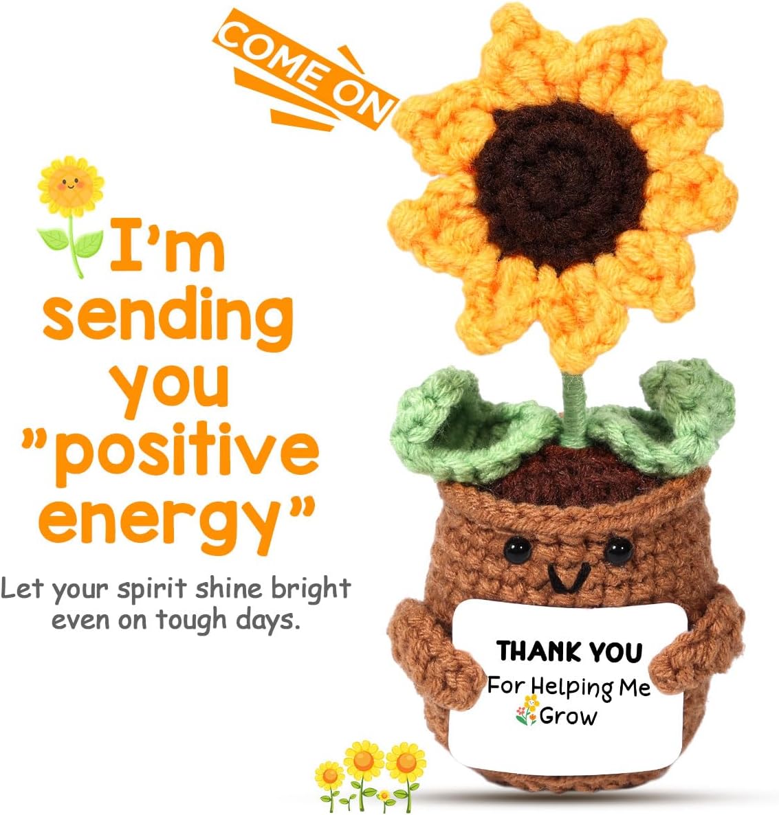 AICase Sunflower Figurine Crochet Handmade Teacher Appreciation Thank You Gifts for Teacher/Coworker/Mom/Dad Graduation Gifts Funny Positive Emotional Support Nuggets image 2