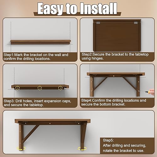 Miniatura 26 de MM MELISEN Mesa plegable montada en la pared, de madera blanca de 37.4 x 21.6 pulgadas, ahorro de espacio, para lavandería, cocina, dormitorio. Se