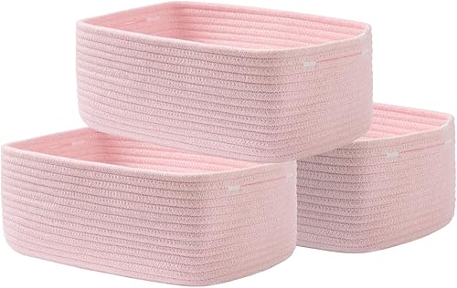 Miniatura 17 de Cesta tejida pequeña, 12 x 8 x 4.5 pulgadas, cesta de almacenamiento para organizar, bonita canasta de cuerda pequeña para estante de armario, cubos