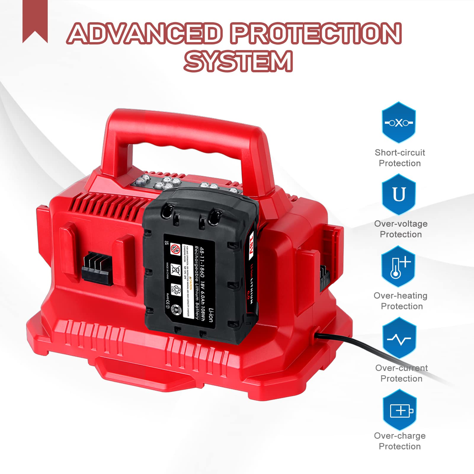ã€?6 Ports Chargerã€‘ Replacement for Milwaukee Battery Charger