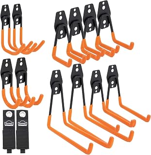 DEWINNER 12 Pack Garage Hooks, Shed Hook, Garage Wall Bracket, Steel Heavy Duty Garage Storage Hooks, for Organizing Power Tools,Ladder,Bulk Items