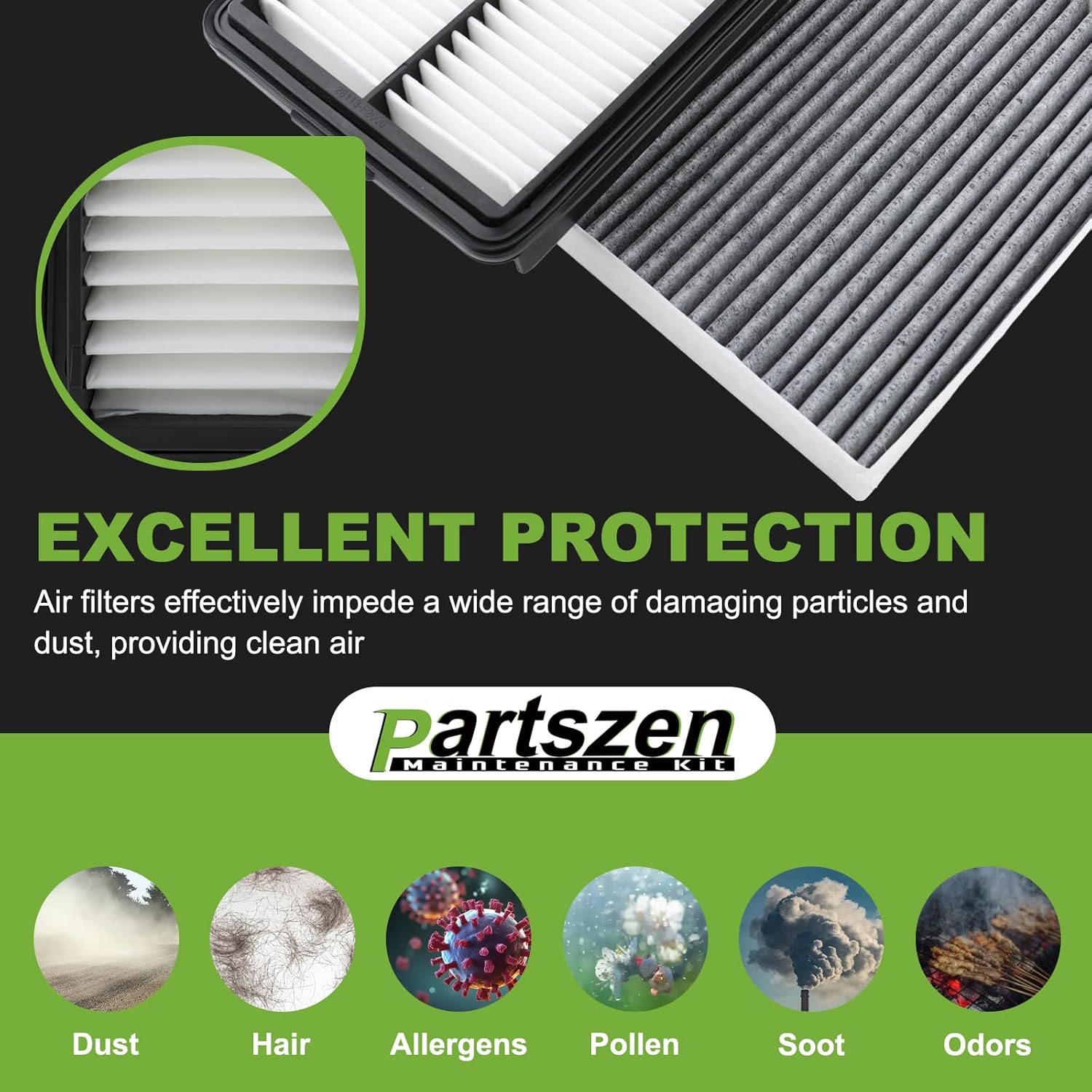 28113-F2000 97133-F2000 Engine & Cabin Air Filter Fit for Hyundai Elantra L4 1.4L/1.6L/2.0L (2017-2020) for Kia Forte Forte5 L4 1.6L/2.0L (2019-2024)