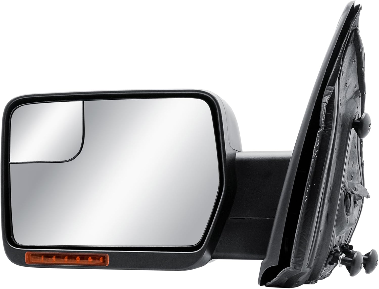 Driver Left Side Door Mirror Power and Heated Glass with Turn Signal Light and Puddle Light Textured Back Cover Manual Folding for 2009-2014 Ford F-150
