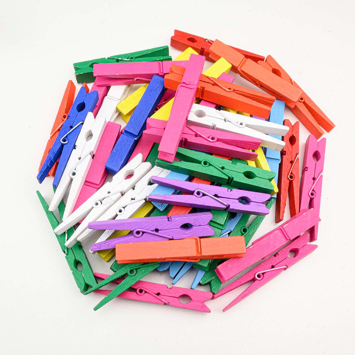 50PCS Wooden Clothespins 1in (2.5cm), Multicolor for Crafts and Laundry