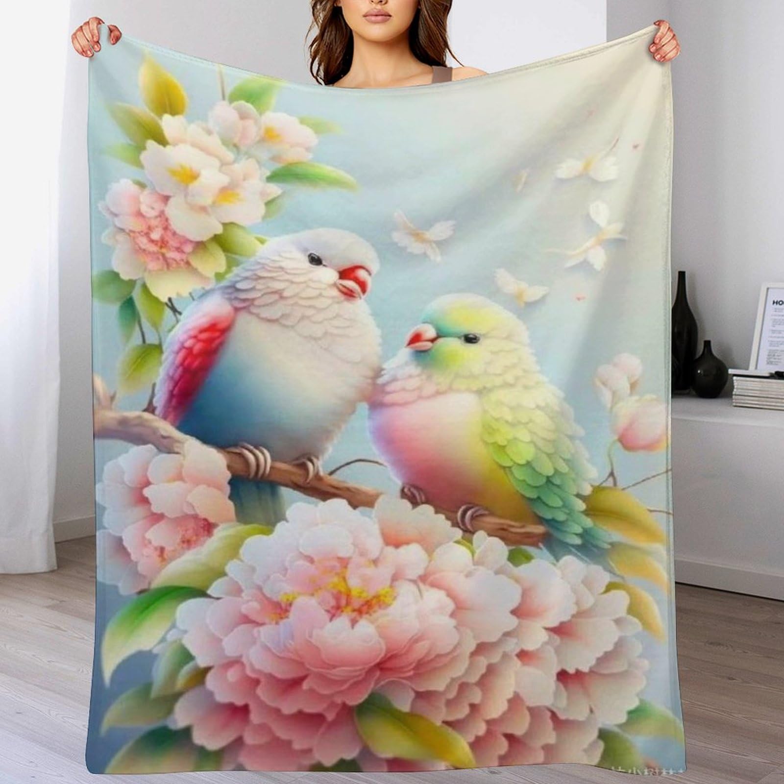 Couverture lit oiseau flanelle contre le froid pour canapé et bébé