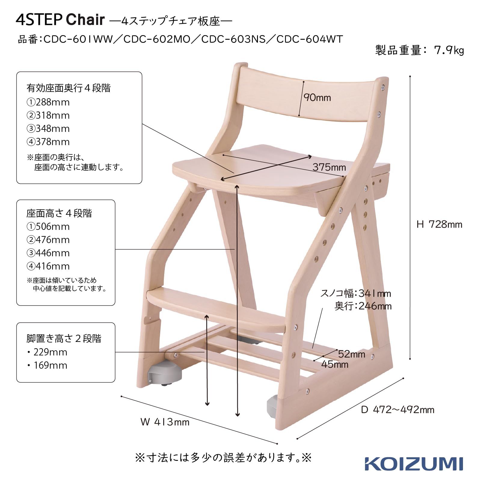 Amazon.co.jp: KOIZUMI(コイズミ) 4STEP Chair CDC-601 WW フォー