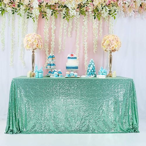 Mantel rectangular dorado con lentejuelas Trlyc, 60 x 120 pulgadas