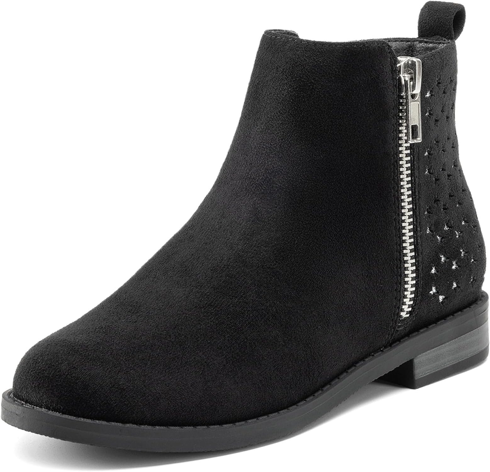 Girls Ankle Boots Kids Fashion Booties with Glitter Stars Side Zipper Low Heels Warm Shoes for Toddler/Little Kid/Big Kid
