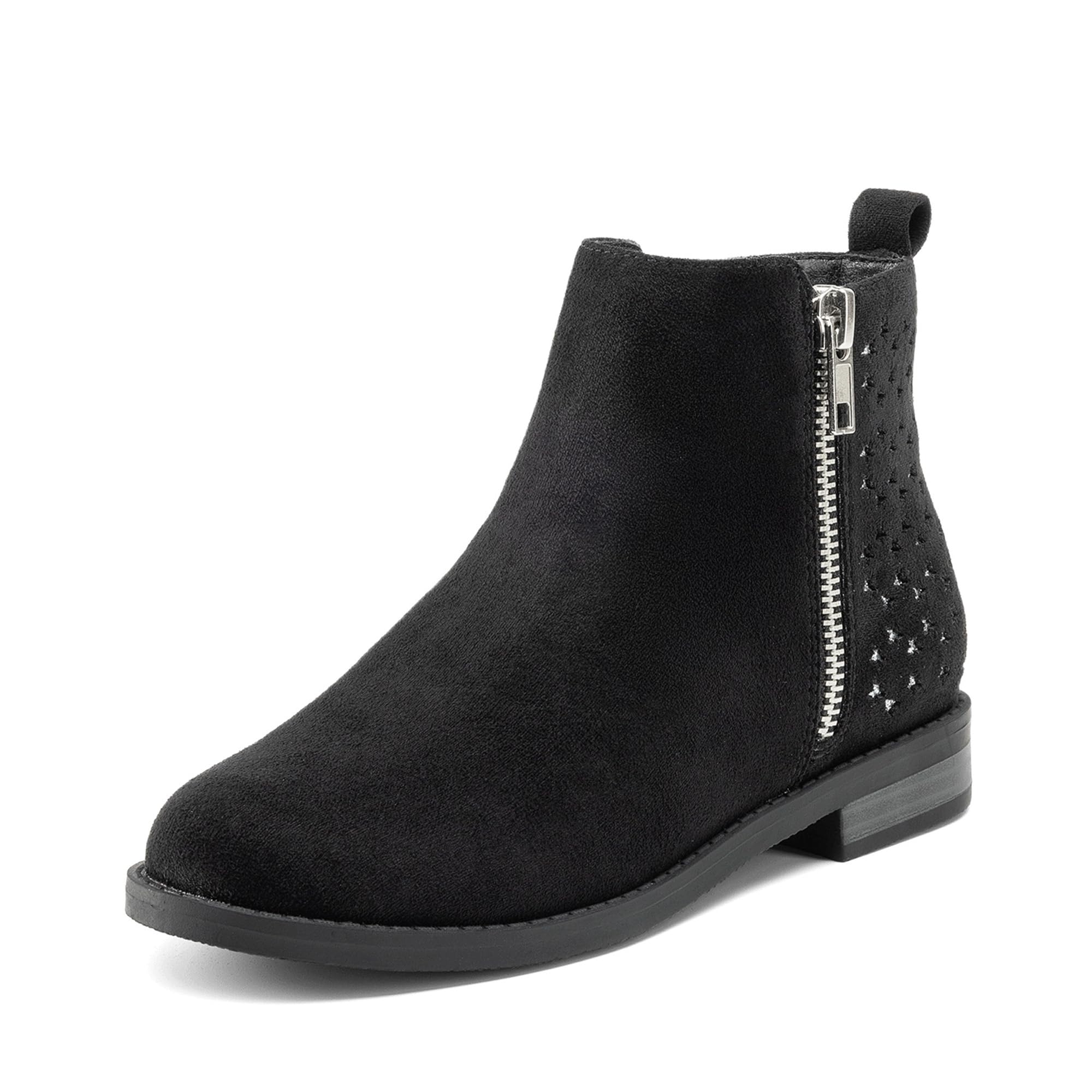 DREAM PAIRS Girls Ankle Boots Kids Fashion Booties with Glitter Stars Side Zipper Low Heels Warm Shoes for Toddler/Little Kid/Big Kid