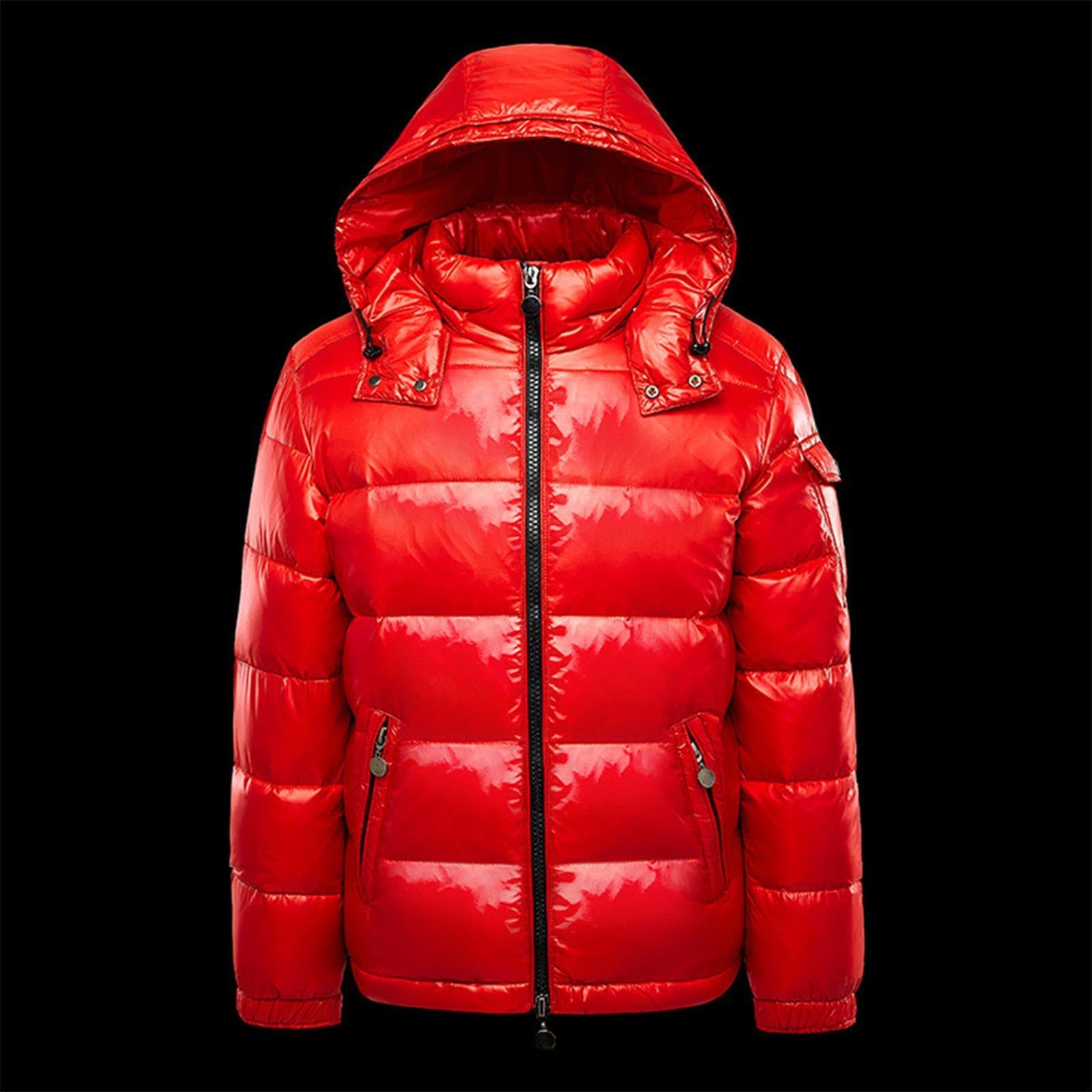 Piumino Uomo Donna Piumino Lucido Trapuntato Caldo Parka Cappotto con Cappuccio Inverno Neve Piumini Spessi Metallo Inverno Manica Lunga Nero Piumini
