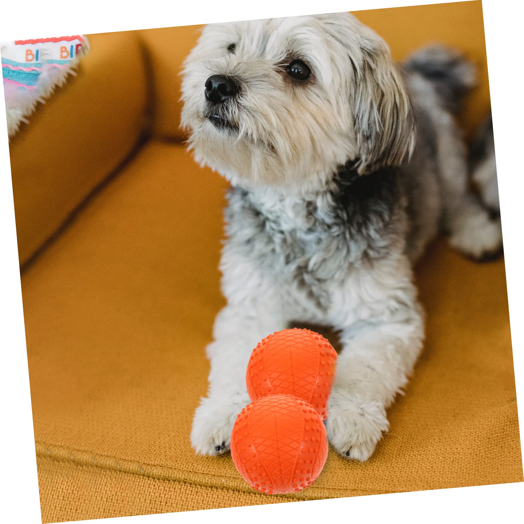 HANABASS 4stücke Quietschende Hundespielzeugbälle aus Gummi Klein zum Werfen und Apportieren für Welpen und Kleine Hunde zur Energieabfuhr und Langeweilebekämpfung