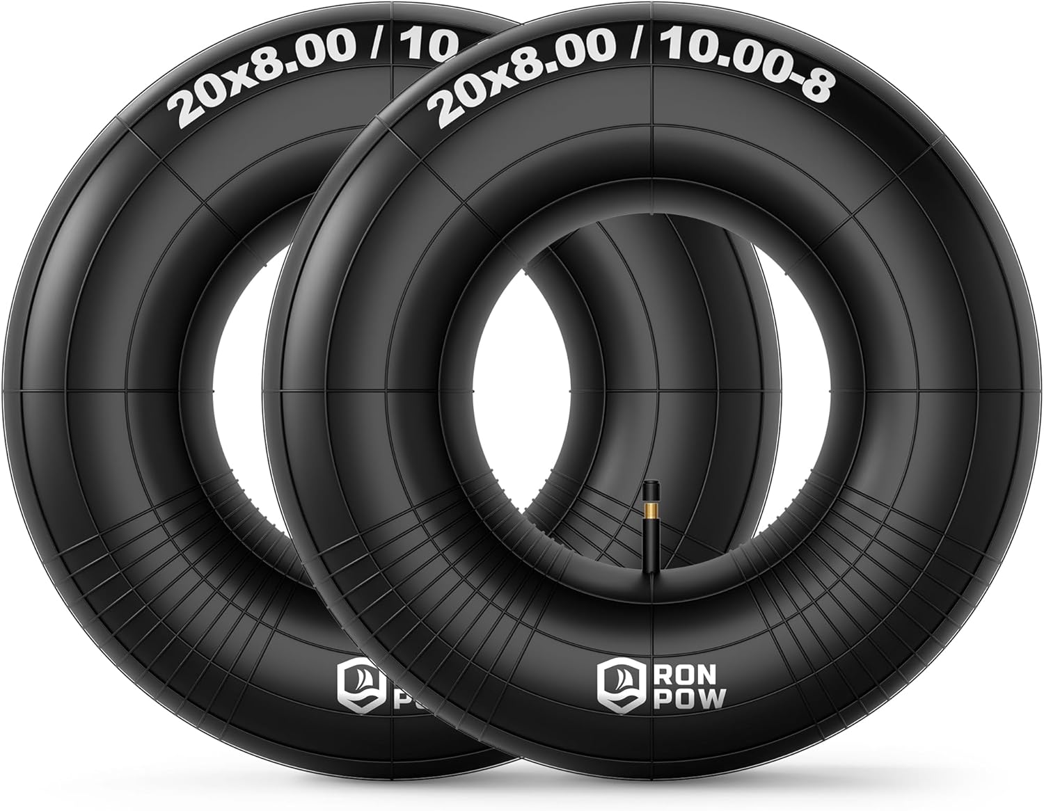 RONPOW 20x8.00-8 & 20x10.00-8 Lawn Mower Tire Tube, TR-13 Straight Valve Stem, Heavy-Duty 20x8x8 & 20x10x8 Inner Tube, Fits Riding Mowers, Yard Trailers, Garden Tractors, ATVs, 2 Pack