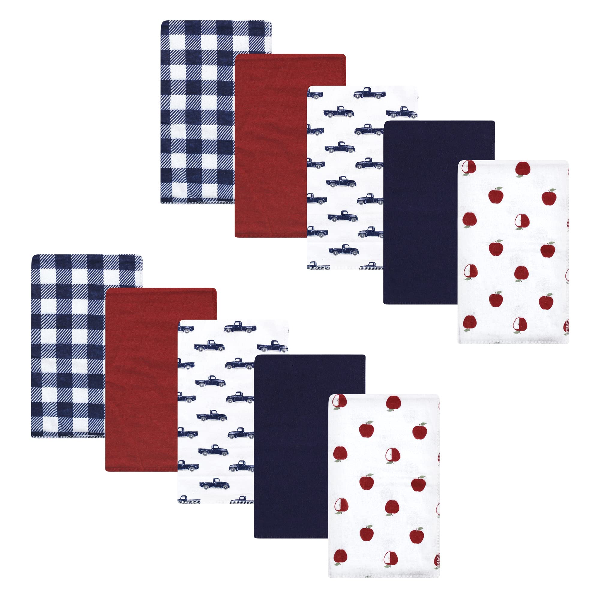 Hudson Baby Unisex Baby Cotton Flannel Burp Cloths, Apple Orchard, One Size