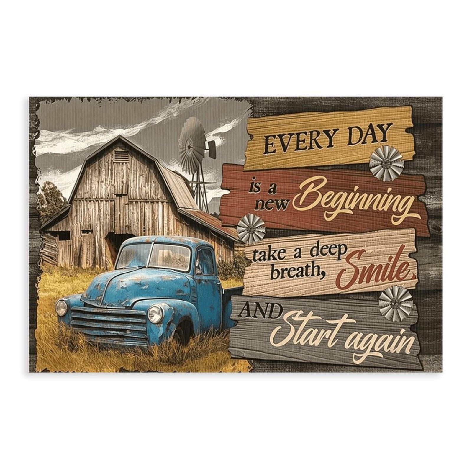 Retro Barn And Windmill Poster (3) Canvas Poster for Dorm Room Decor Gift