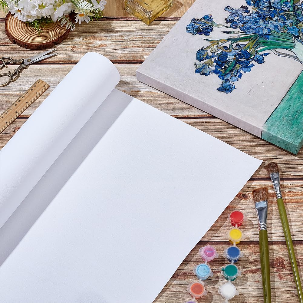 OLYCRAFT 10 m x 37 cm lienzo de algodón con doble fondo rollo de lienzo blanco grandes rollo de lienzo suministros artísticos Rollos de pintura de tiza fondo para pintura DIY óleo acuarela acrílico