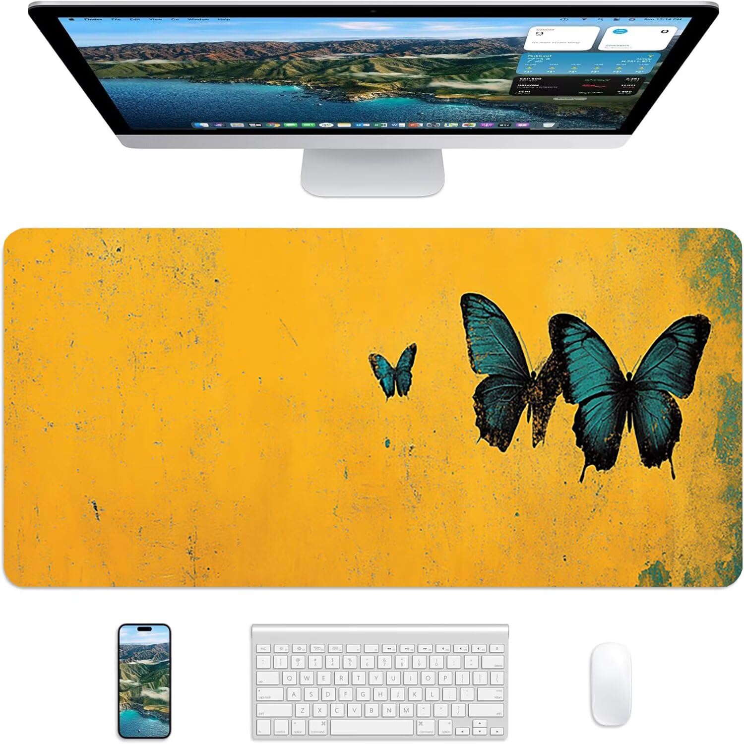 Podkładka pod mysz Lejnlnng XXL - 120x60cm - Podkładka pod mysz dla zwierząt dla dużych graczy, żółta XL antypoślizgowa gumowa mata na biurko, wodoodporna podkładka pod mysz o wysokiej precyzji i