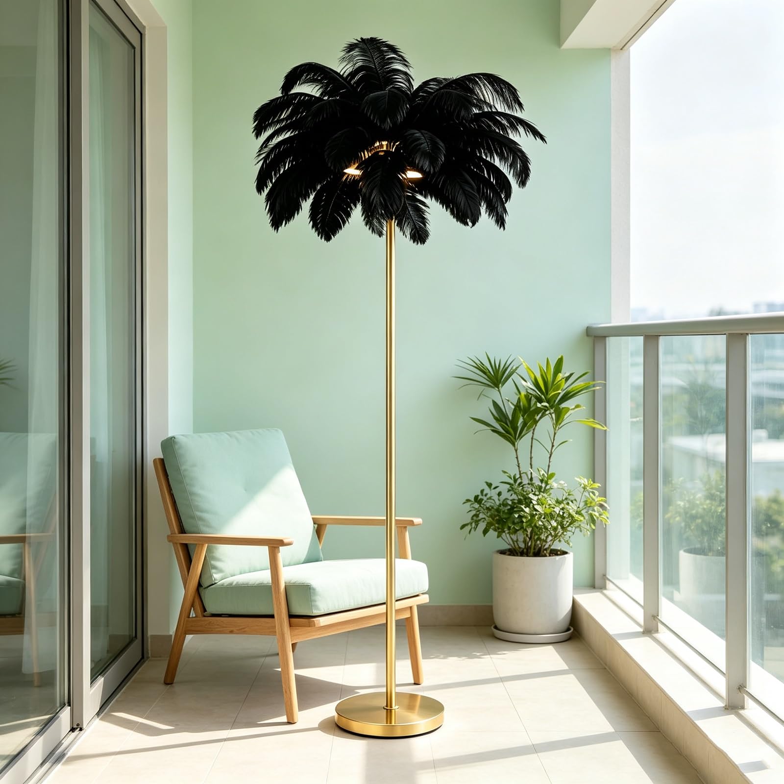 LCNDKF Stable Feather Floor Lamp with Integrated LED