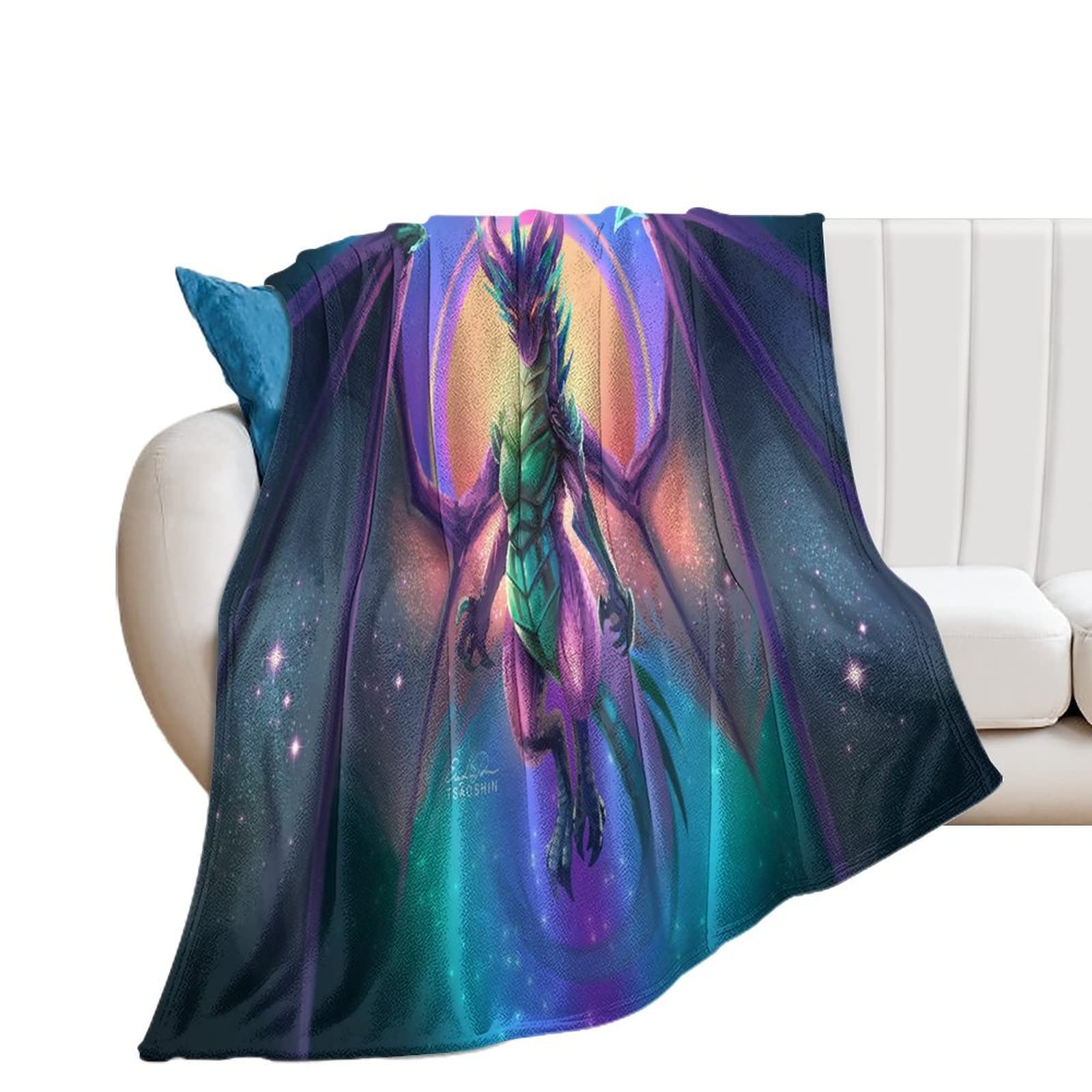 Couverture polaire imprimée dragon légendaire et plaid de canapé