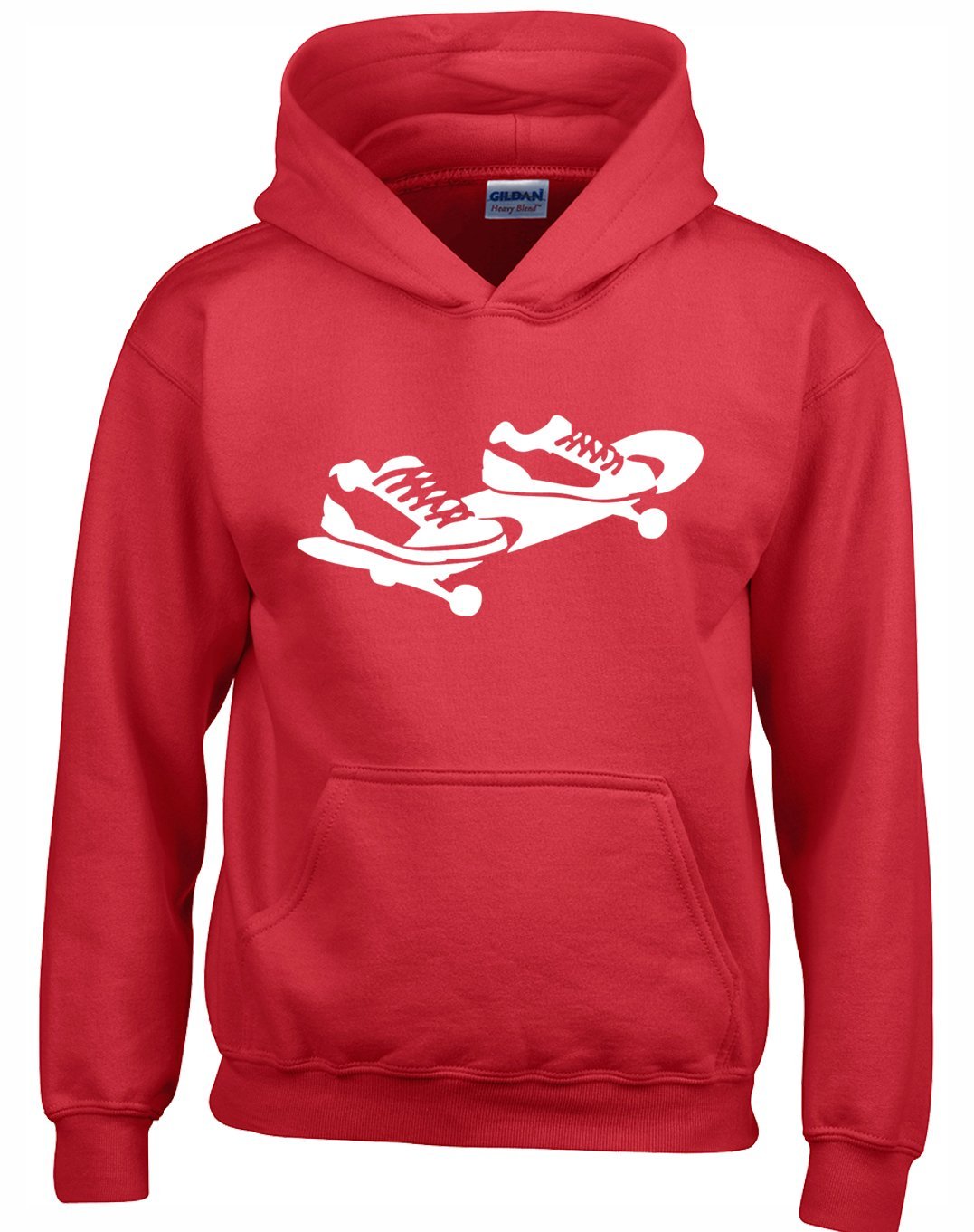 Crown Designs Skateboard Silhouette Unisex Hoodies for Men, Women & Teenagers - Red/Large