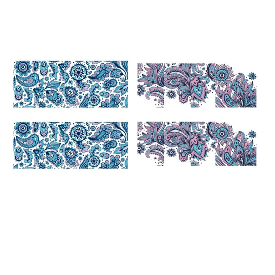 SENECIO 2 Style Patterns Turquoise Blue Pink Blooming Water Transfer Nail Art Decal Sticker, 2 Sheet, Size :6.2 * 5.2cm-image-7