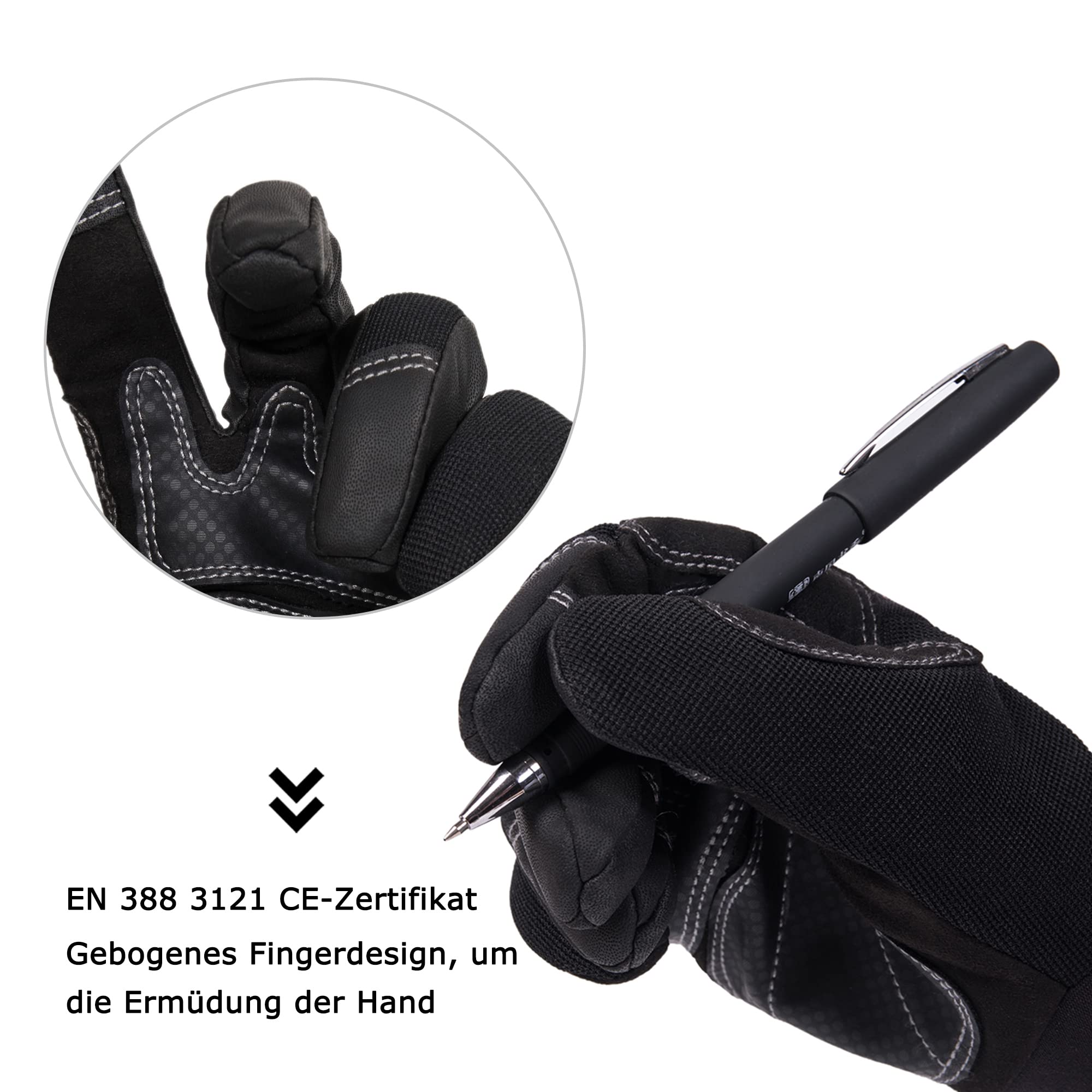 1 par de guantes de trabajo de protección para el trabajo EN388 CE, guantes de construcción de piel sintética