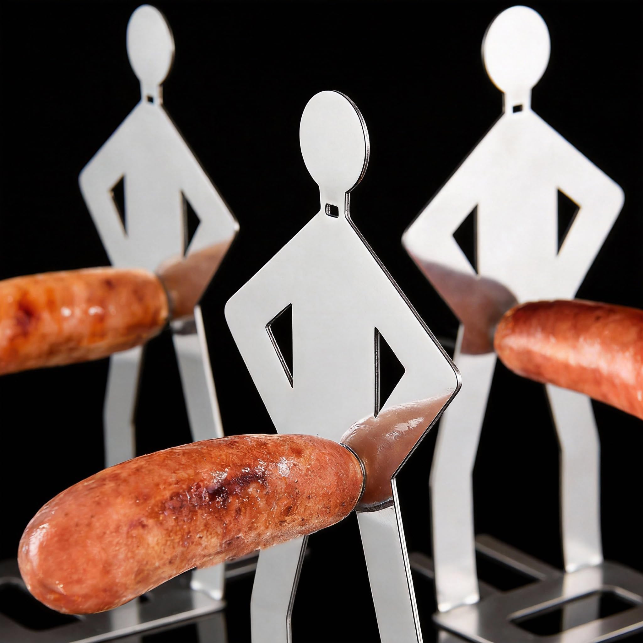 Portasalsicce grigliate 2 Pezzi, Porta-Hot Dog e spiedini per Kebab in Acciaio Inox - Accessori per Barbecue e Gadget per griglia, Regali per la Festa delle Salsicce per Uomini