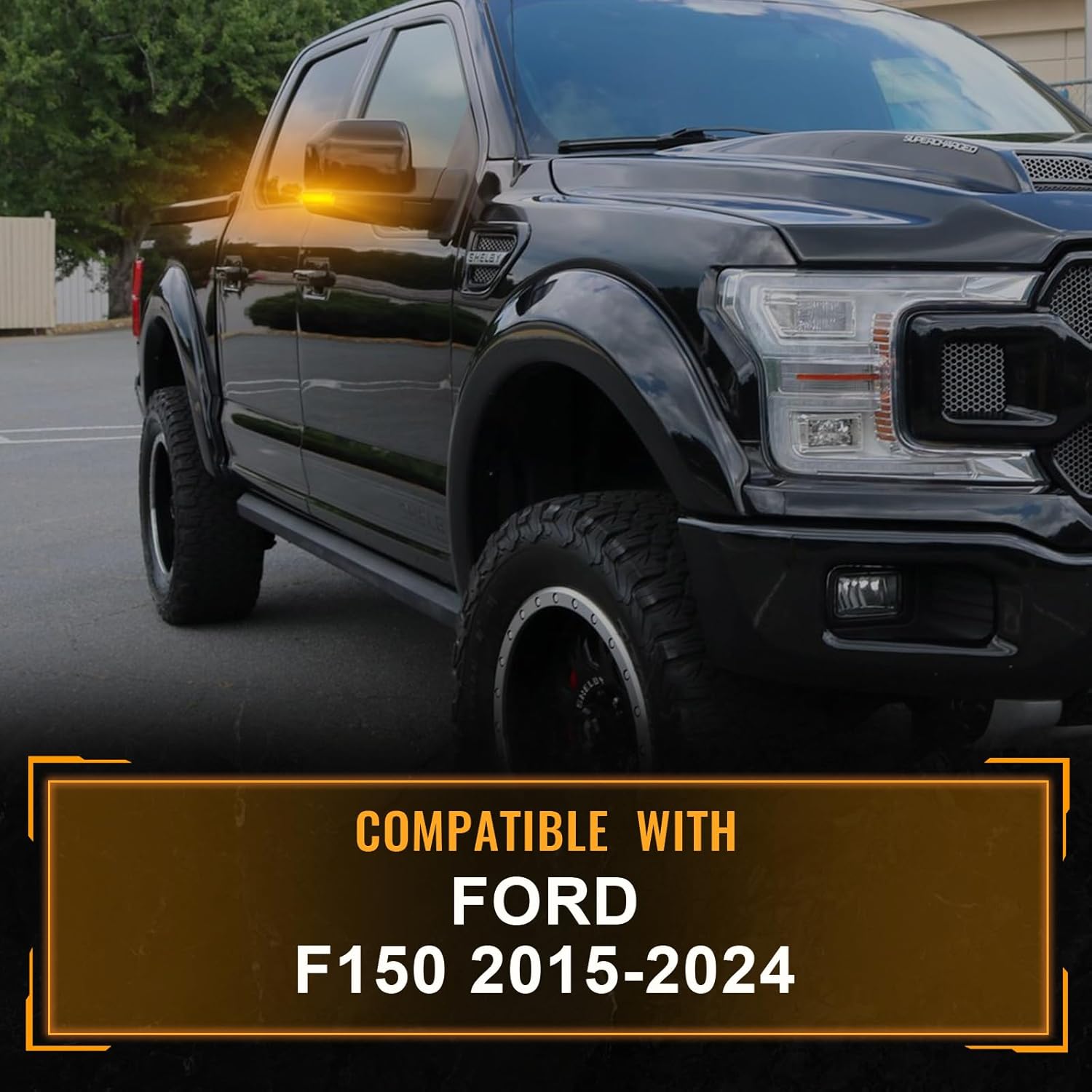 Sequential LED Mirror Turn Signal Lights Compatible with 2015-2020 Ford F150 Smoked Side Mirror Turn Signal Lights Full Amber Light OEM # :FL34-13B382A, GL74-13B382-A