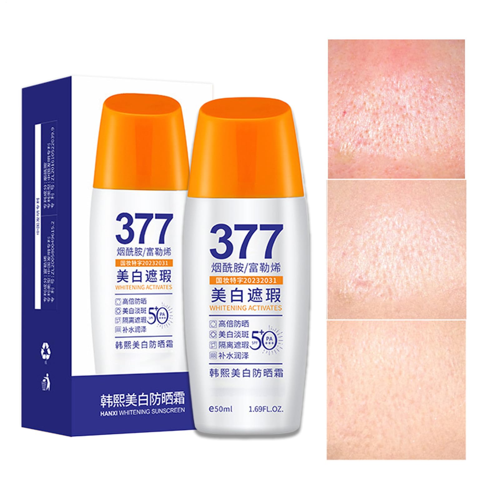 Moisturizing Sunscreen, 50ml Sun Protection Body Lotion, Non-Greasy Sun Block, No White Cast, Hydrating UV Protection, Daily Skin Care for Women, Men, Face, Body, Outdoor, Travel, Sports, SPF