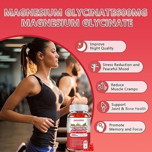 Miniatura 4 de Gomitas de glicinato de magnesio de 600 mg, sin azúcar con L-treonato de magnesio, suplementos masticables para dormir, apoyo corporal y relajación,